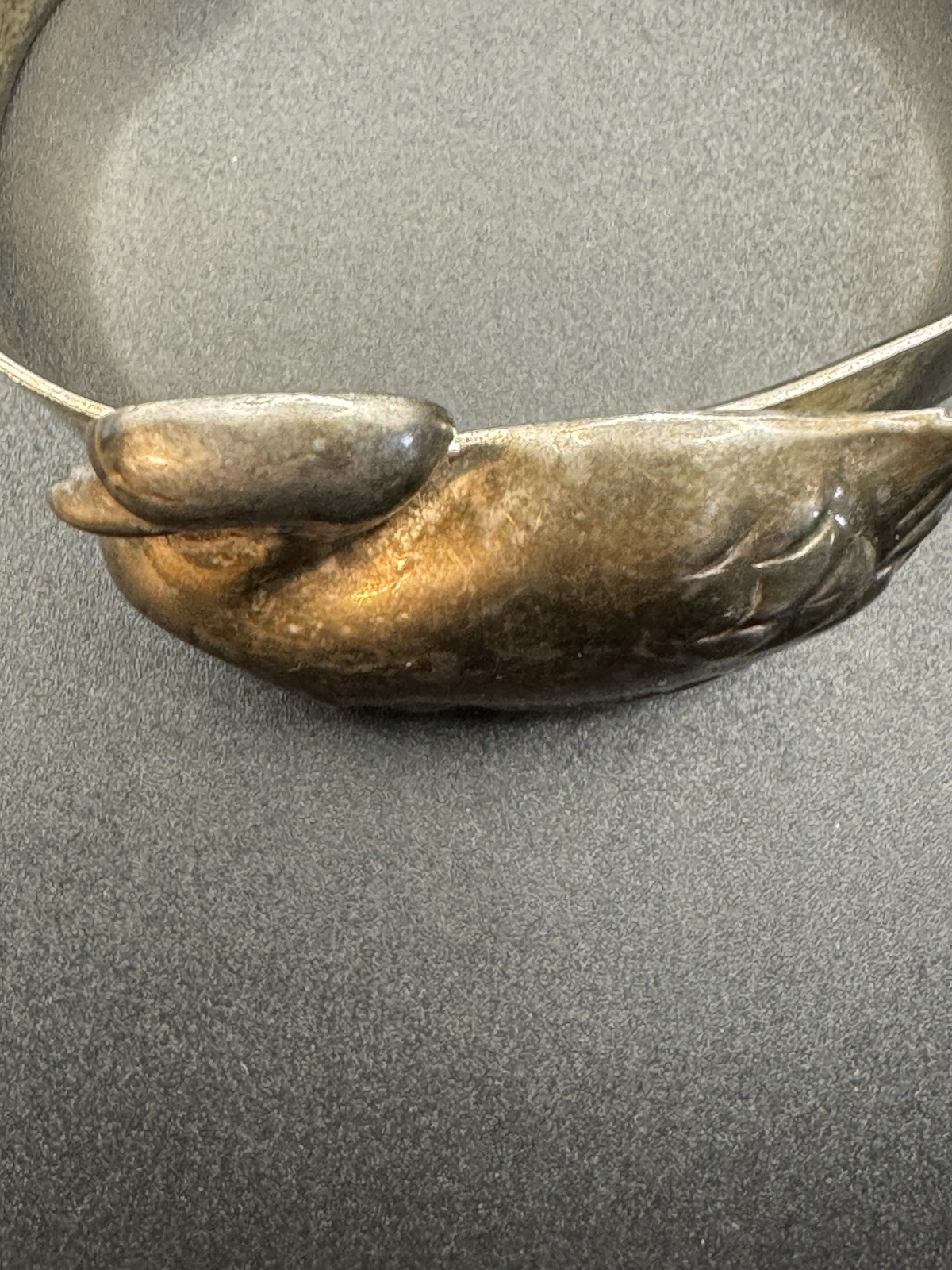 Sterling Plated Wide Cuff Duck Puff Bracelet Statement