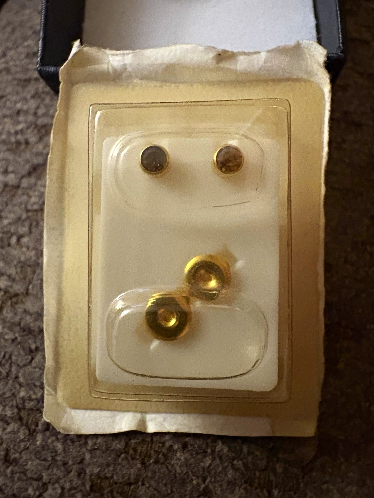 Gold Tone Stud Earrings Round Amber Rhinestones Bezel Set Butterfly Back