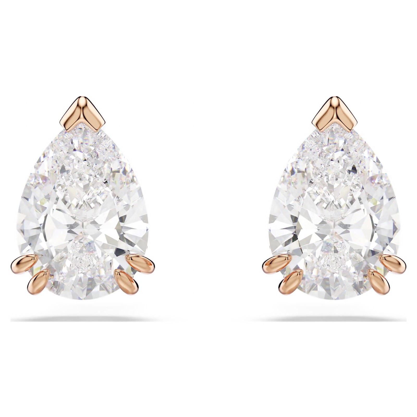 Swarovski Stilla Stud Earrings, Pear Cut, White, Rose Gold Tone Plated 5734248