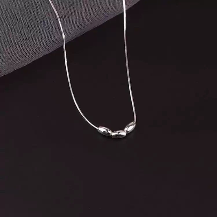 Silver Bead Snake Chain Necklace Dainty Everyday Jewelry best Gift for Her 035