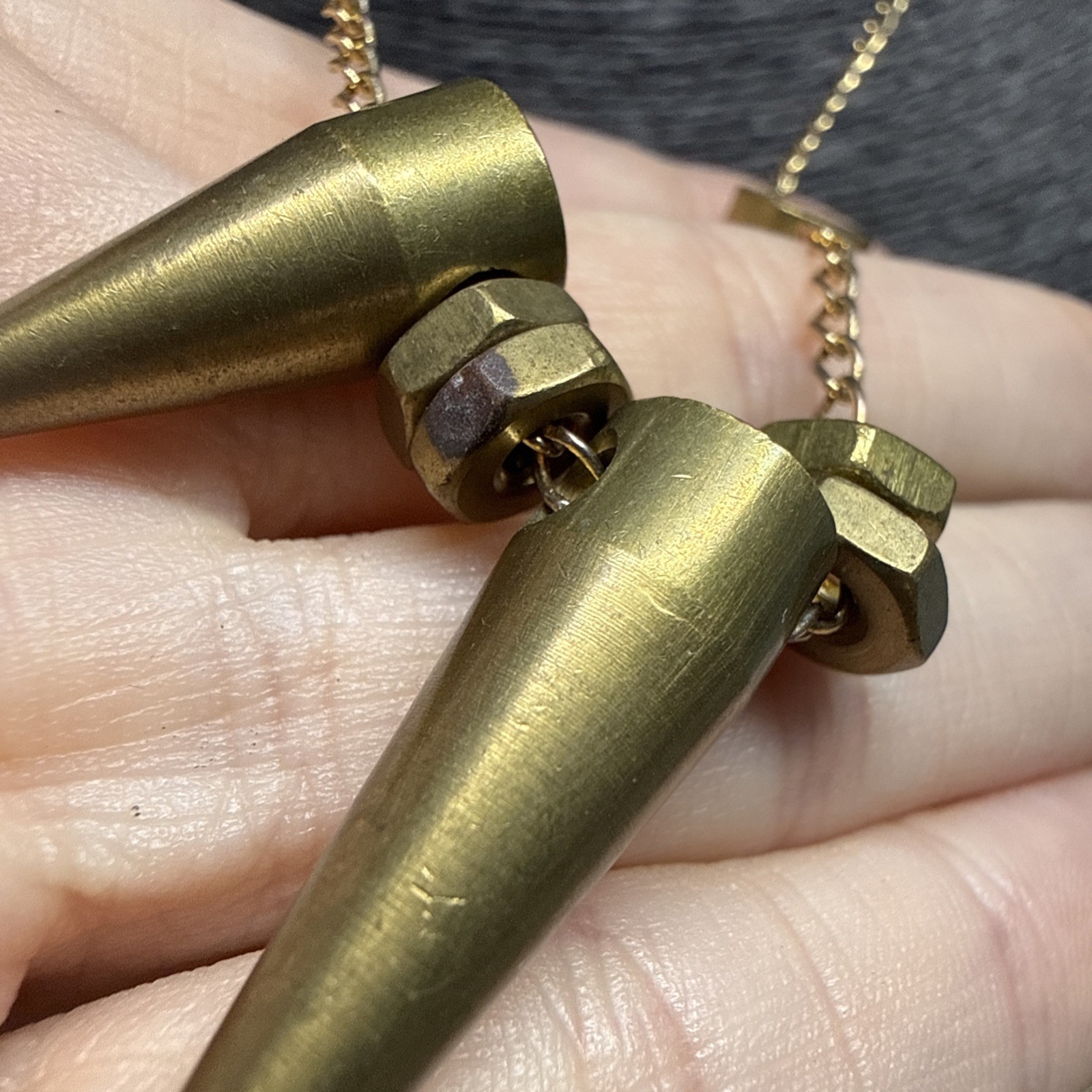 RETRO Brass Spike Necklace Gold Tone Chain 51cm/20″ Industrial Goth Punk Kitsch