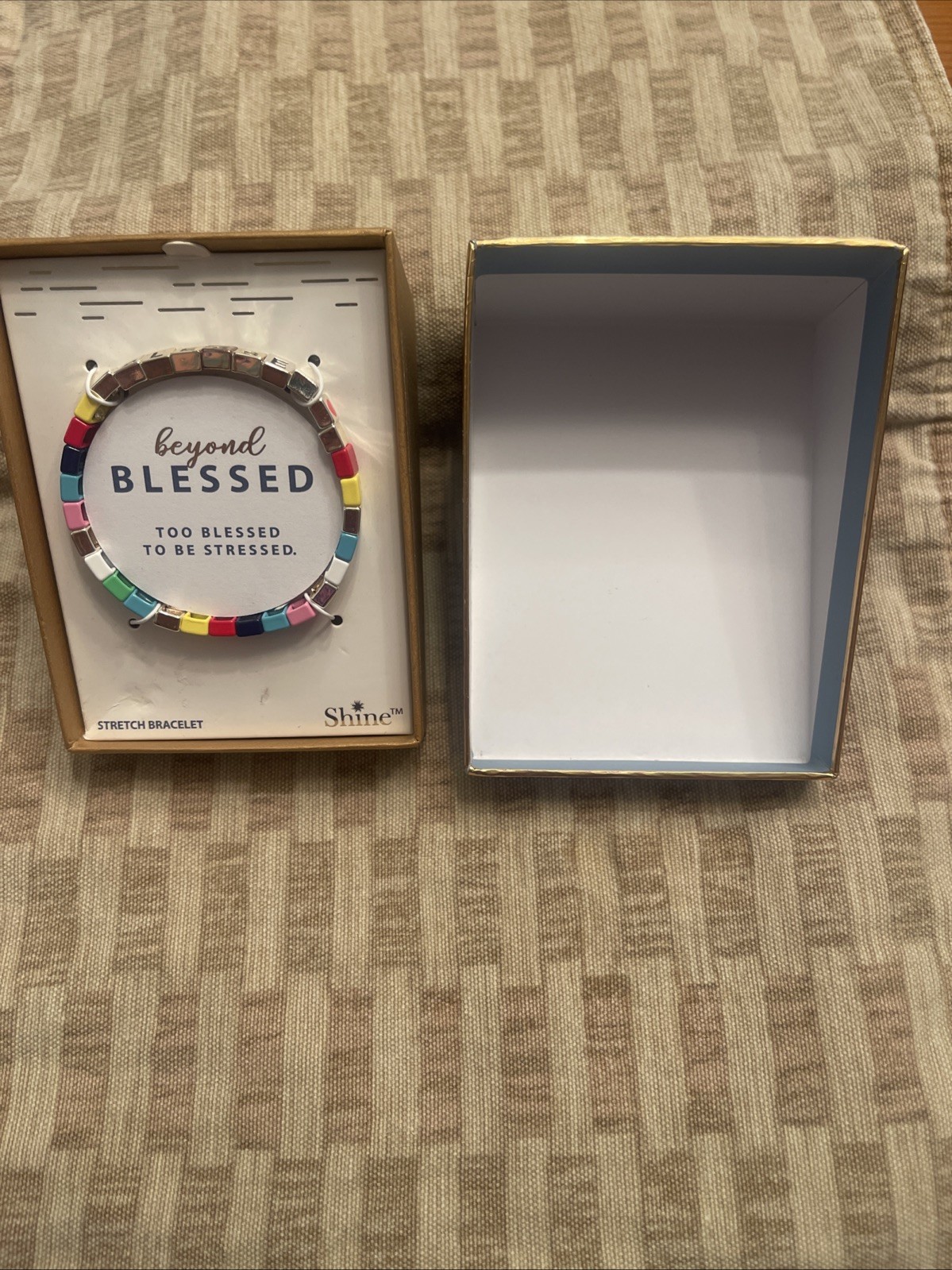 NWT Shine Inspirational Multicolored Beaded Stretch Bracelet “Blessed” Gift