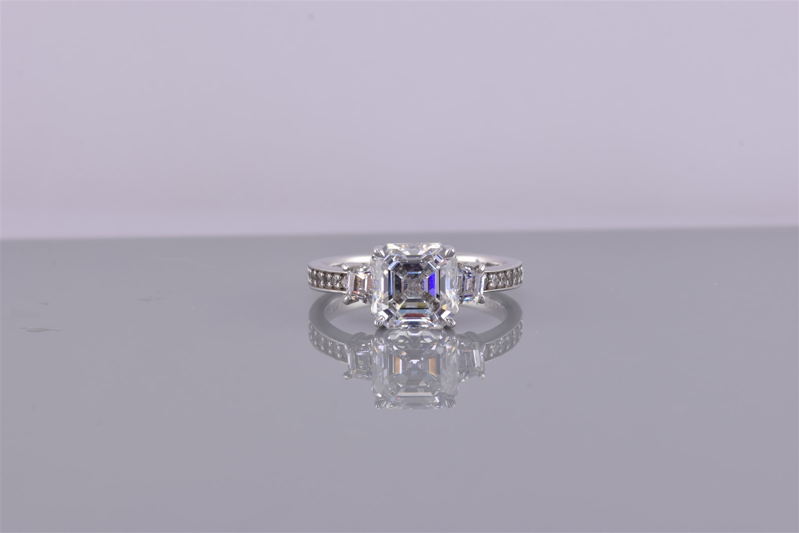 Sterling Silver Radiant Cut Cubic Zirconia Accented Band Ring 925 Sz: 7