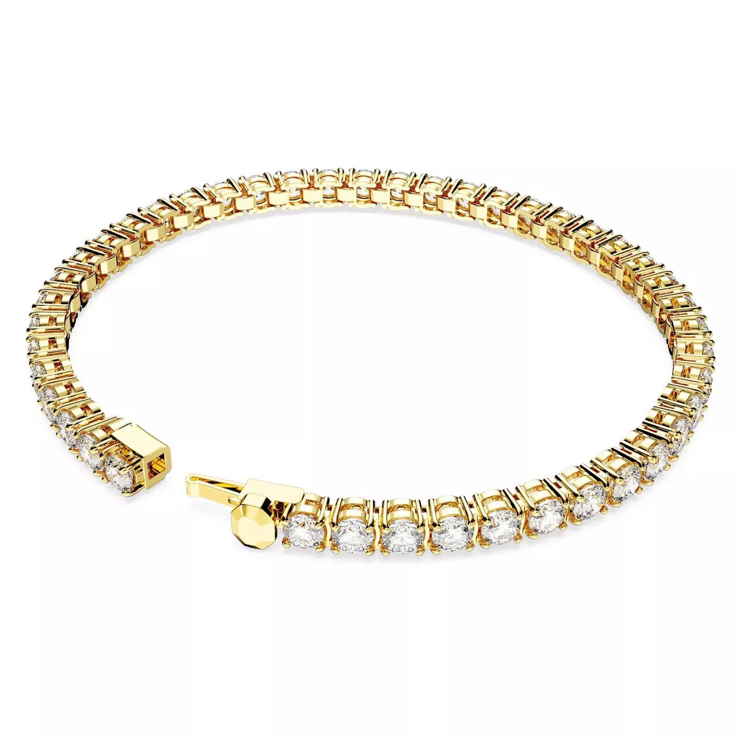 Swarovski Matrix Tennis Bracelet Round Cut White Gold-Tone Plated (Size M)