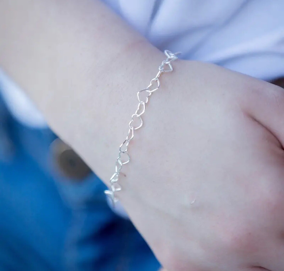 Boutique Simple Dainty Heart Women’s Silver Plated Adjustable Bracelet 🎀