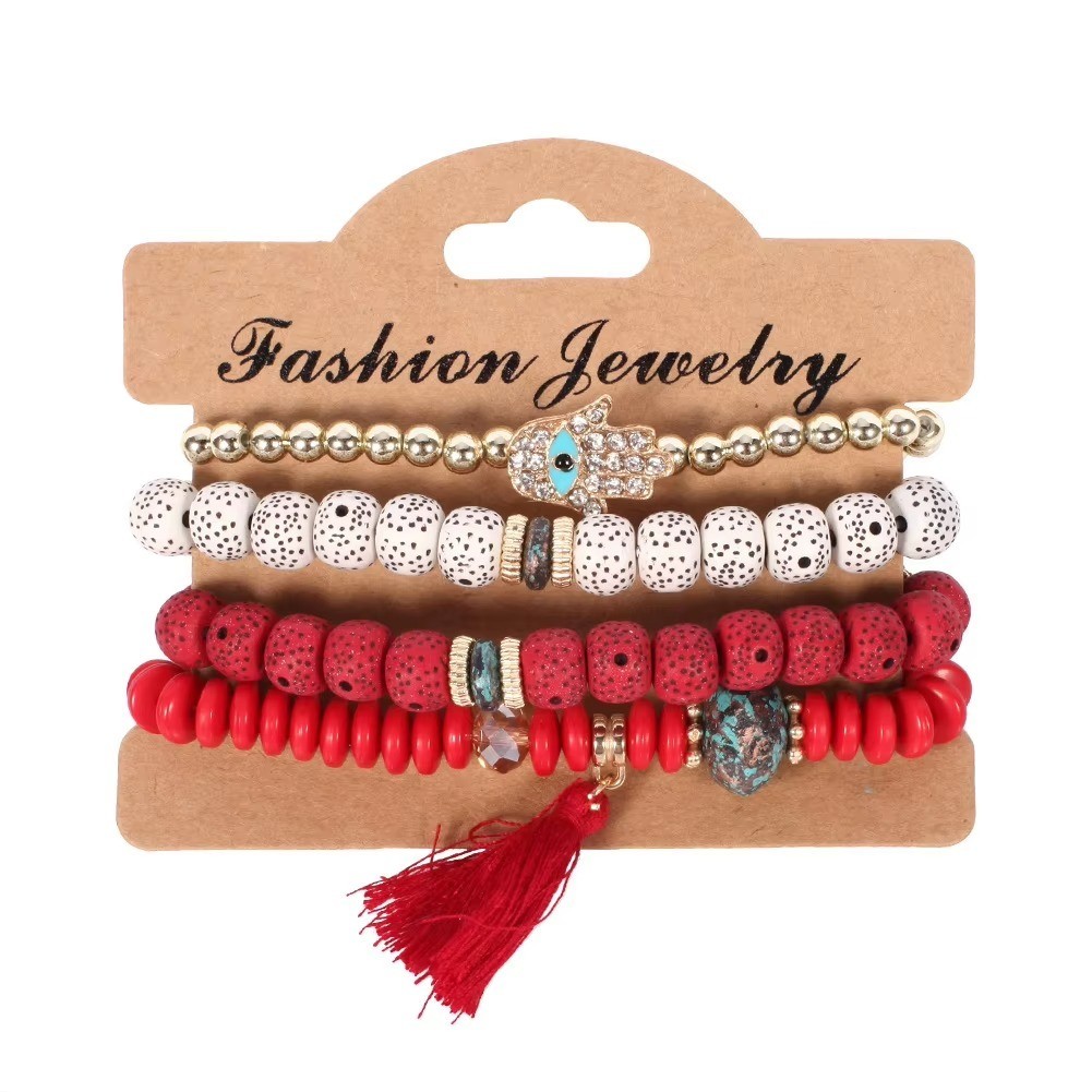 Boho Crystal Beaded Bracelet Set Colorful Stackable Bracelets Women Girls