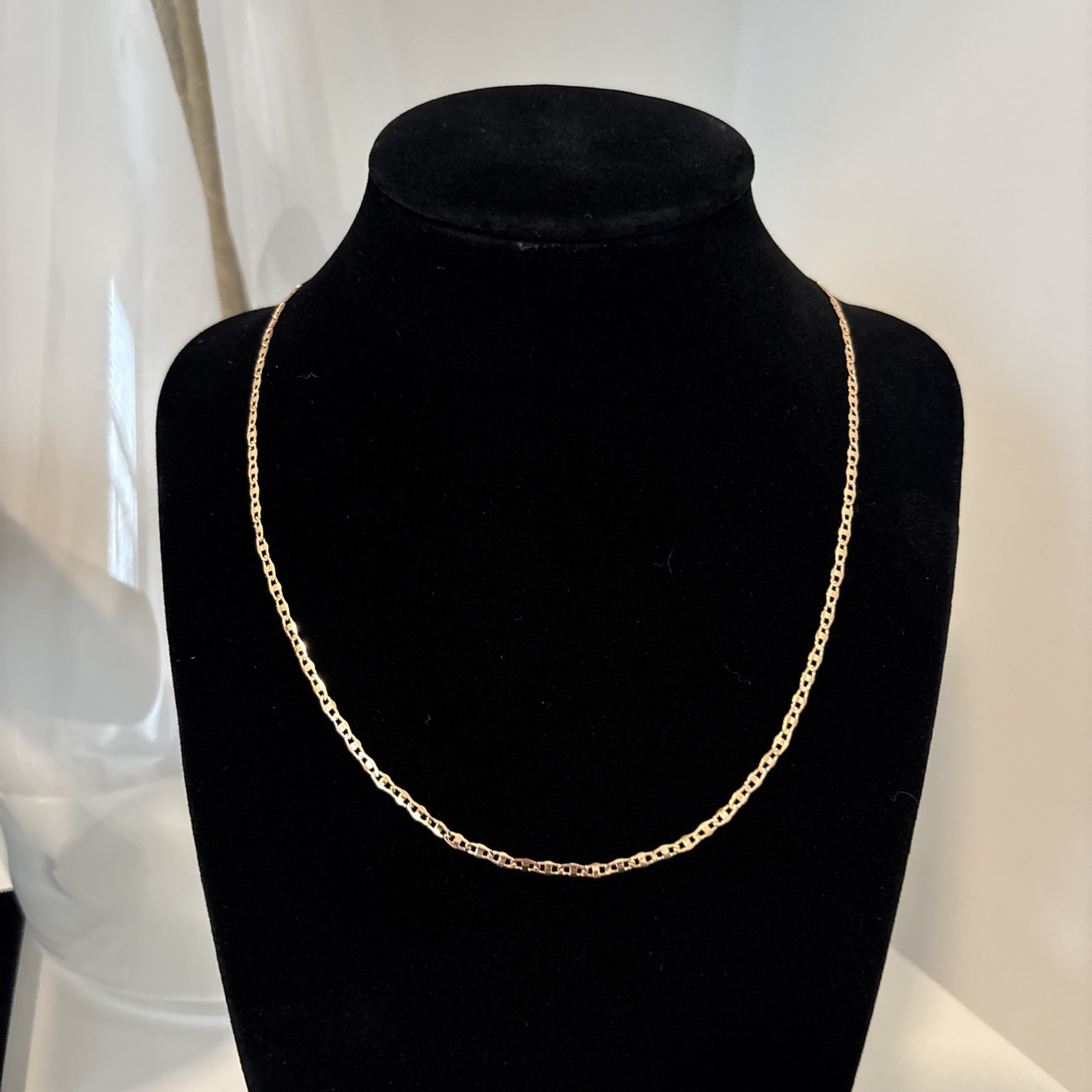 Thin Mariner Link Classic Chain Necklace | Rose Gold Plated 18” | NEW Timeless