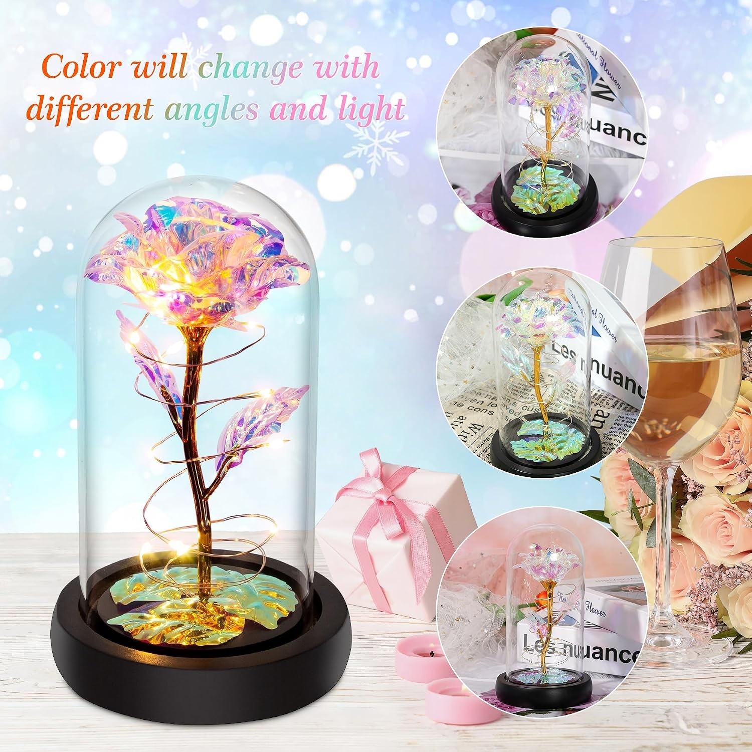 Enchanting Light Up Glass Dome Rose – Best Birthday & Holiday Gifts for Women