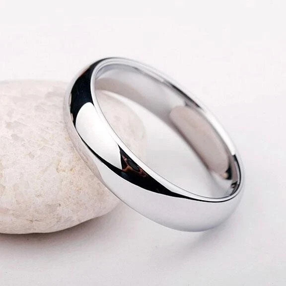 4MM Stainless Steel Wedding Band Ring Plain Comfort Fit Men Women Silver Black