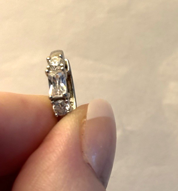 Sterling Silver And Cubic Zirconia Huggie Earrings 3 Grams