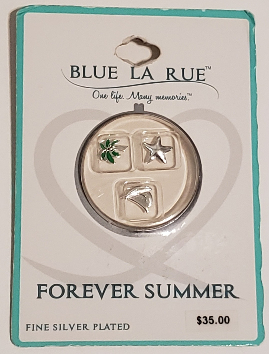 Blue La Rue One Life Many Memories Forever Summer Fine Silver Plated 3 Charms