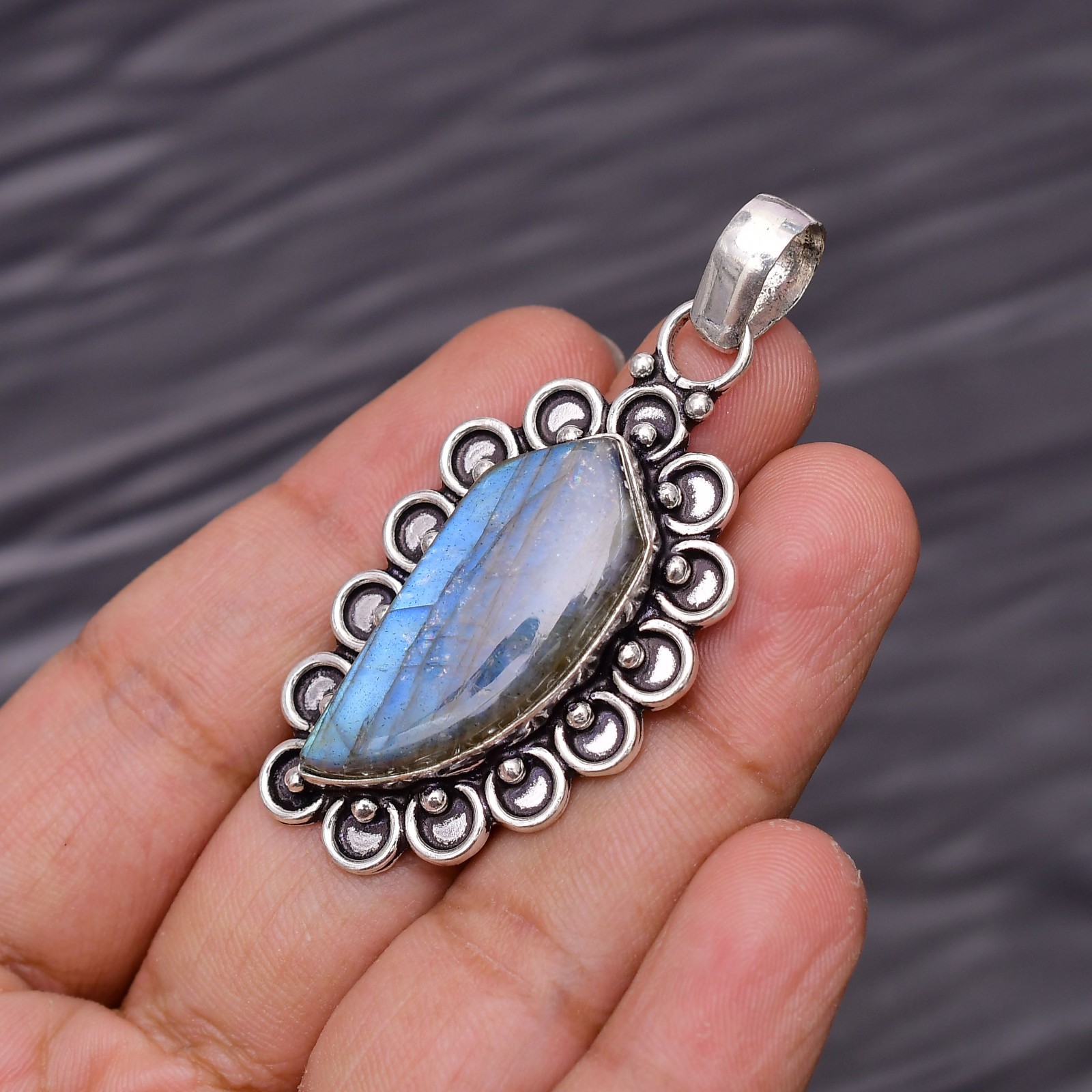 Labradorite Gemstone 925 Sterling Silver Jewelry Pendant 2.04″