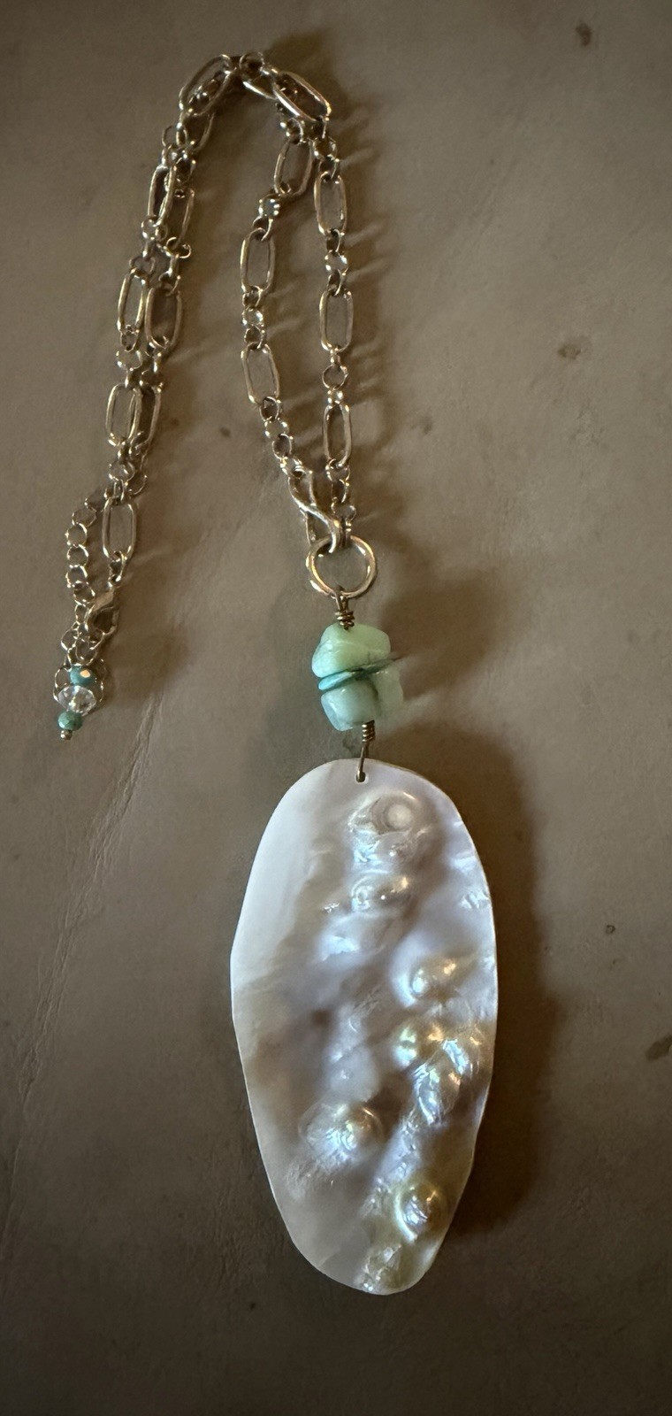 Necklace From Sea Shell With Gold Metal Chain