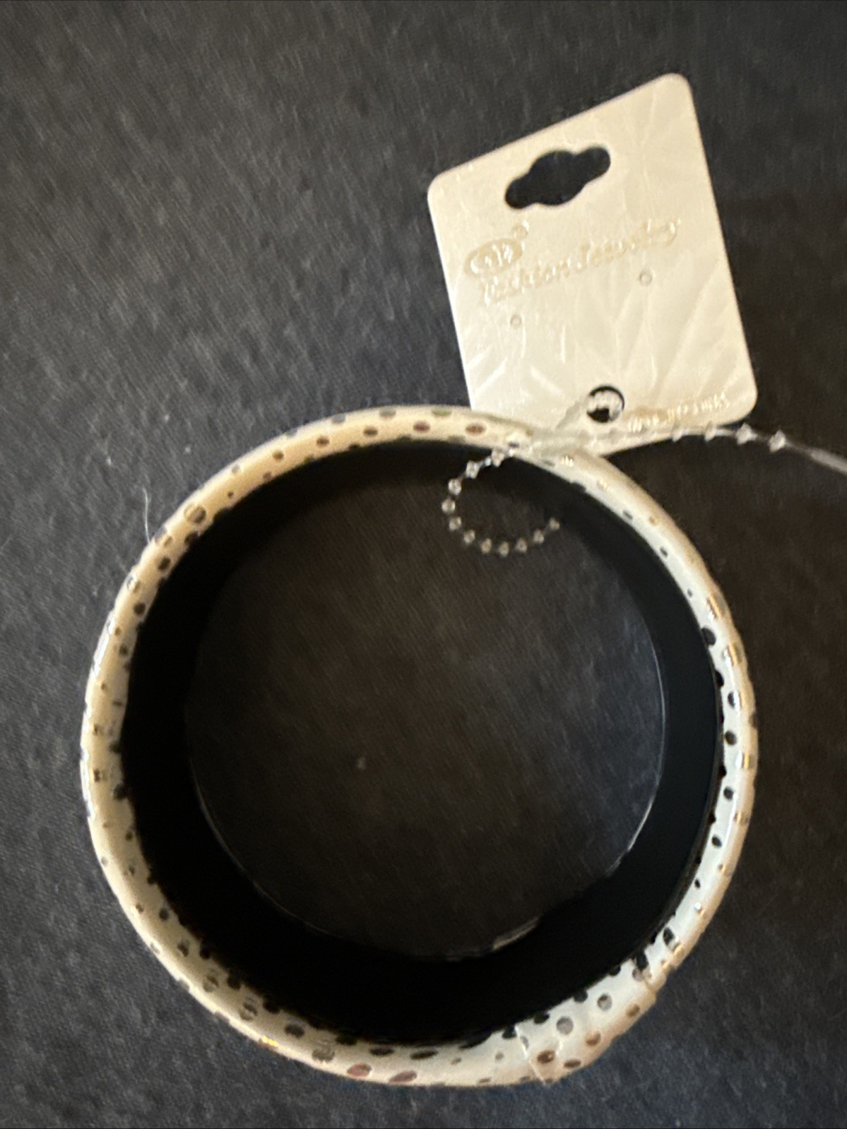 White & Silver Print Bangle Bracelet Fits Up to 8″ wrist