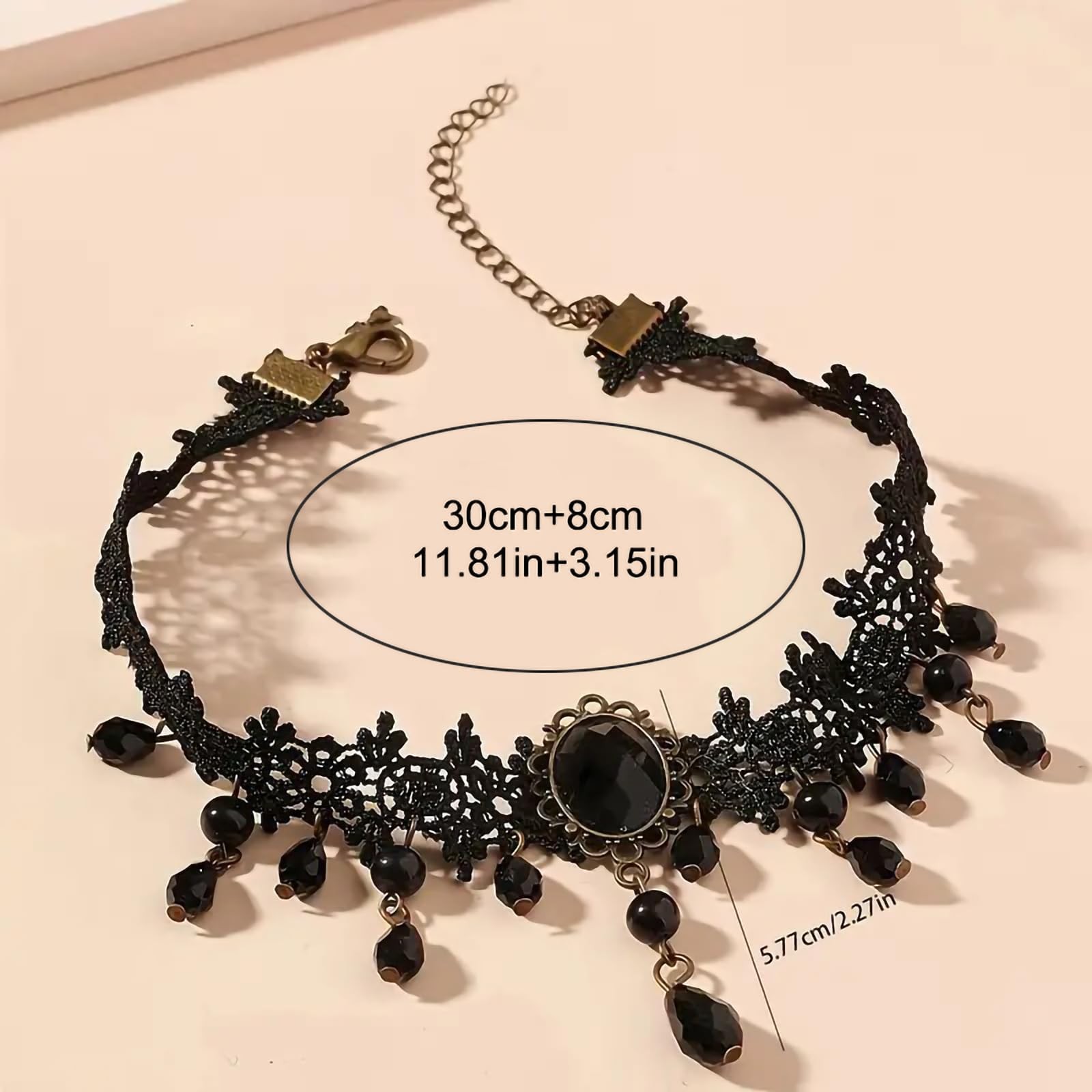 Fesciory Black Necklaces for Women, Adjustable Layered Velvet Leather Lace Co…