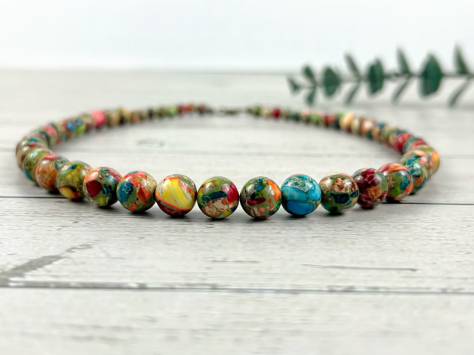 Floral Sea Sediment Jasper Dainty Anklet 4mm Round Small Gemstone Beads Anklet