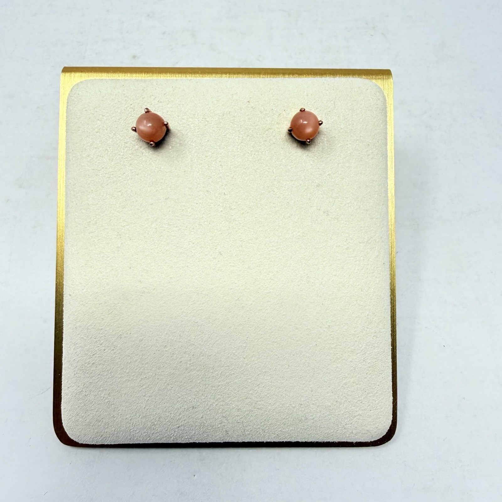 Shop LC Sri Lankan Pink Moonstone Round Stud Earrings in Sterling Silver 5277