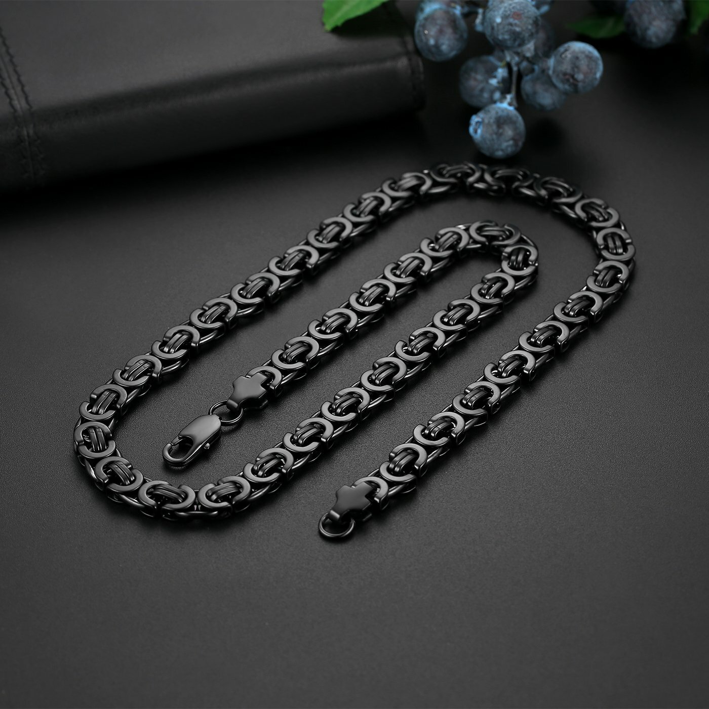 9mm Men Stainless Steel Byzantine Necklace Box Link Chain 22 Inch High Polished
