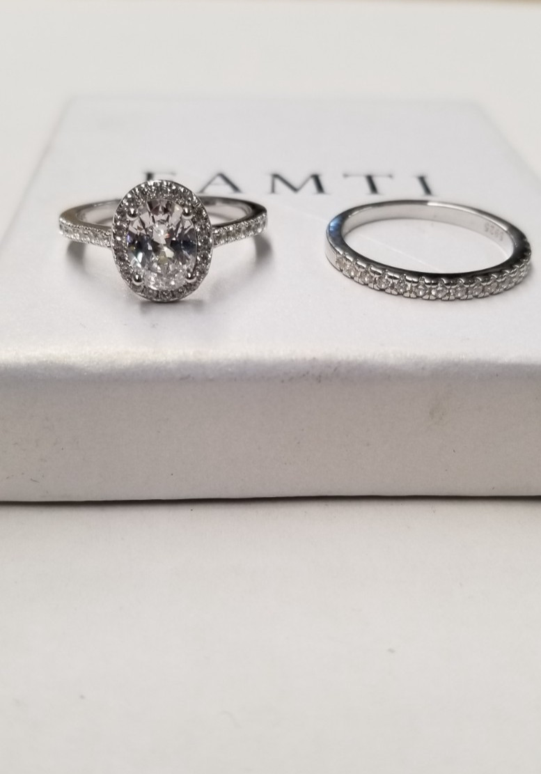 Eamti Brilliant Oval Cubic Zirconia Ring Set sz 7