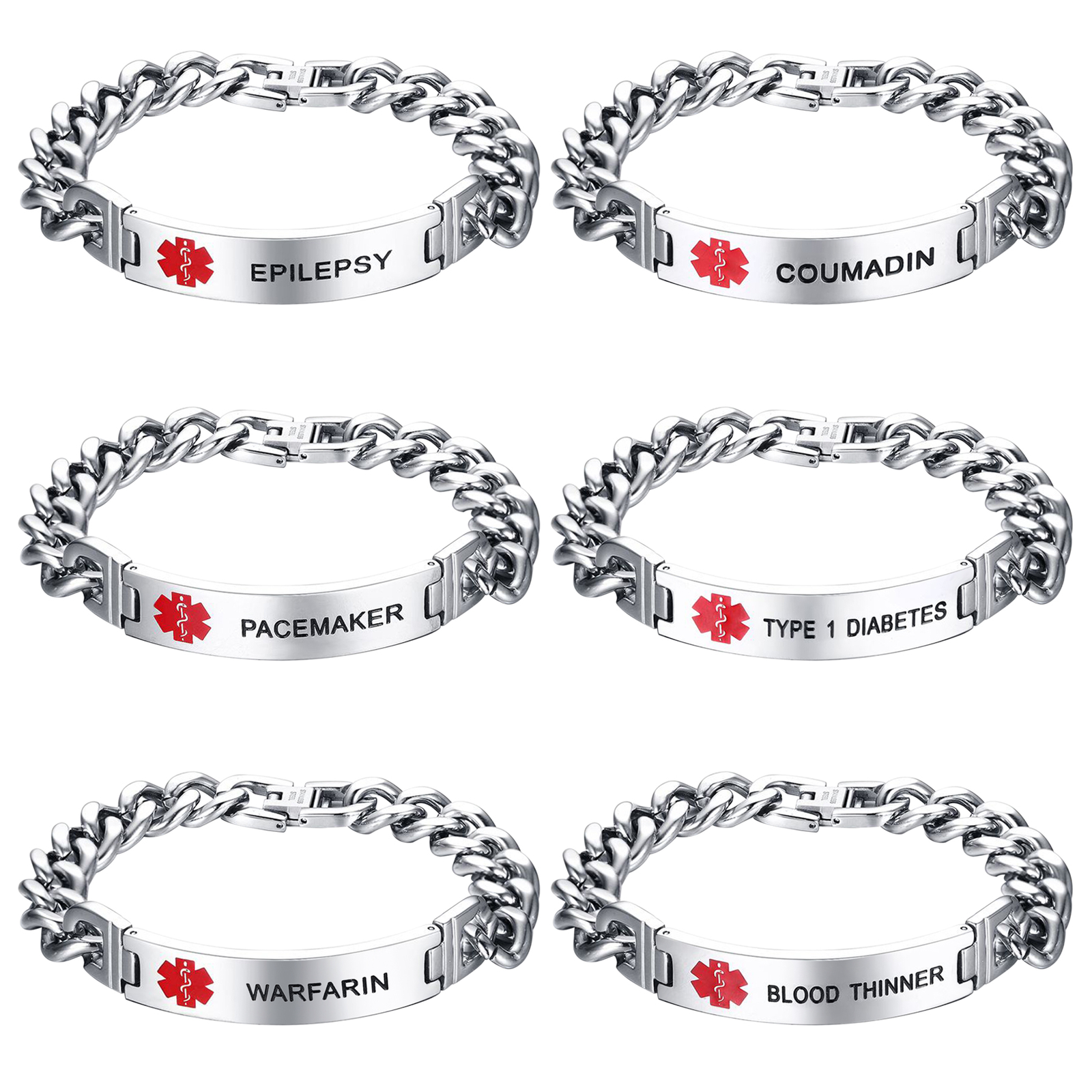 Emergency Medical Alert ID Bracelet For Men LASER ENGRAVED Stainless Steel 8.27′