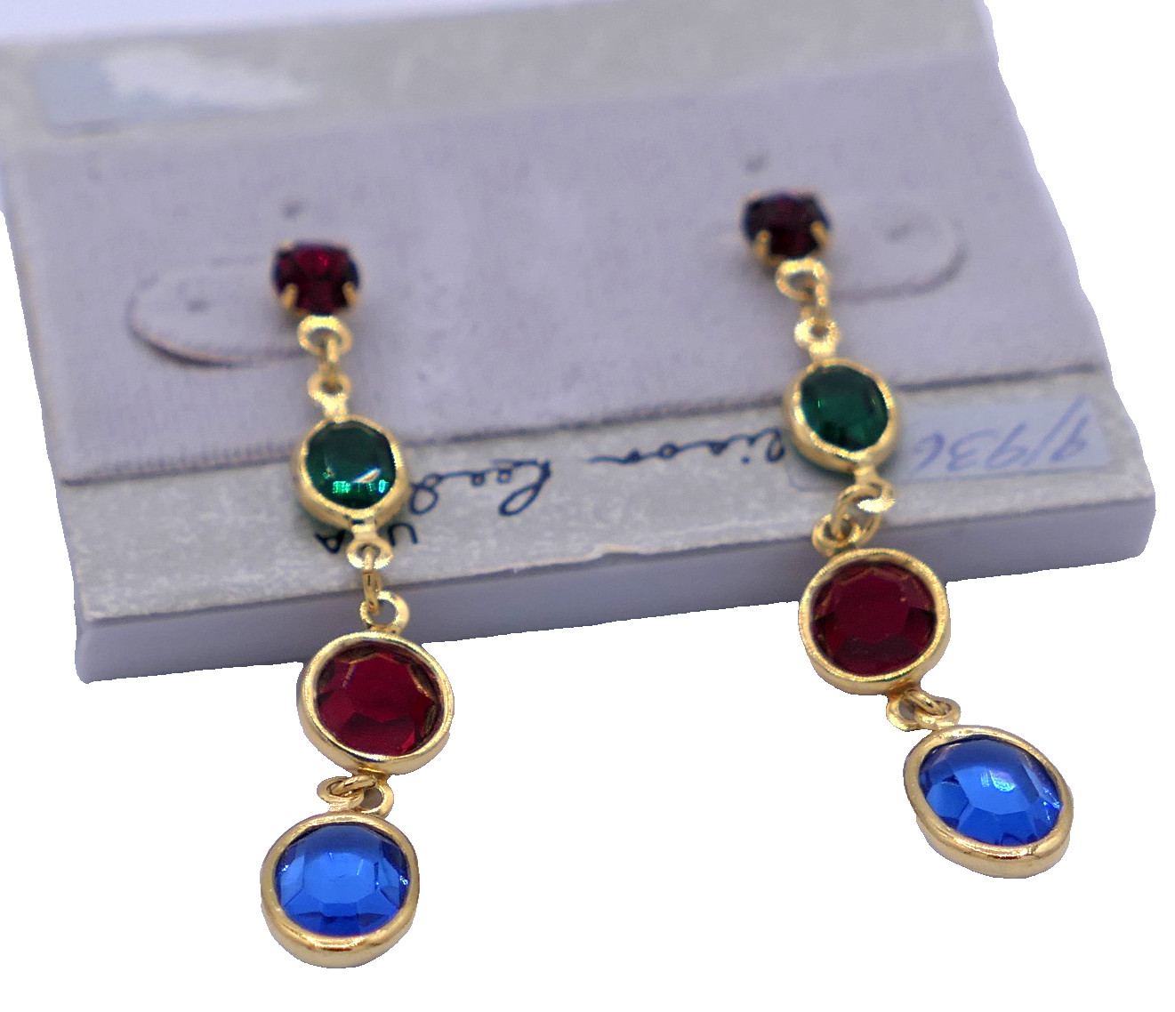 NEW Allison Reed Gold-Toned Multi-Colored Stone Drop Earrings