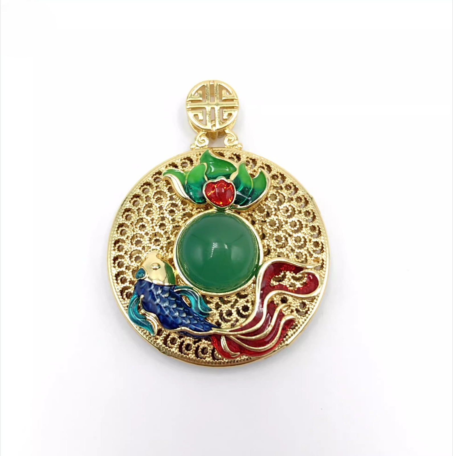BN Nature Jade Vase Pendant Necklace Jewelry charm Blessing Lucky tune
