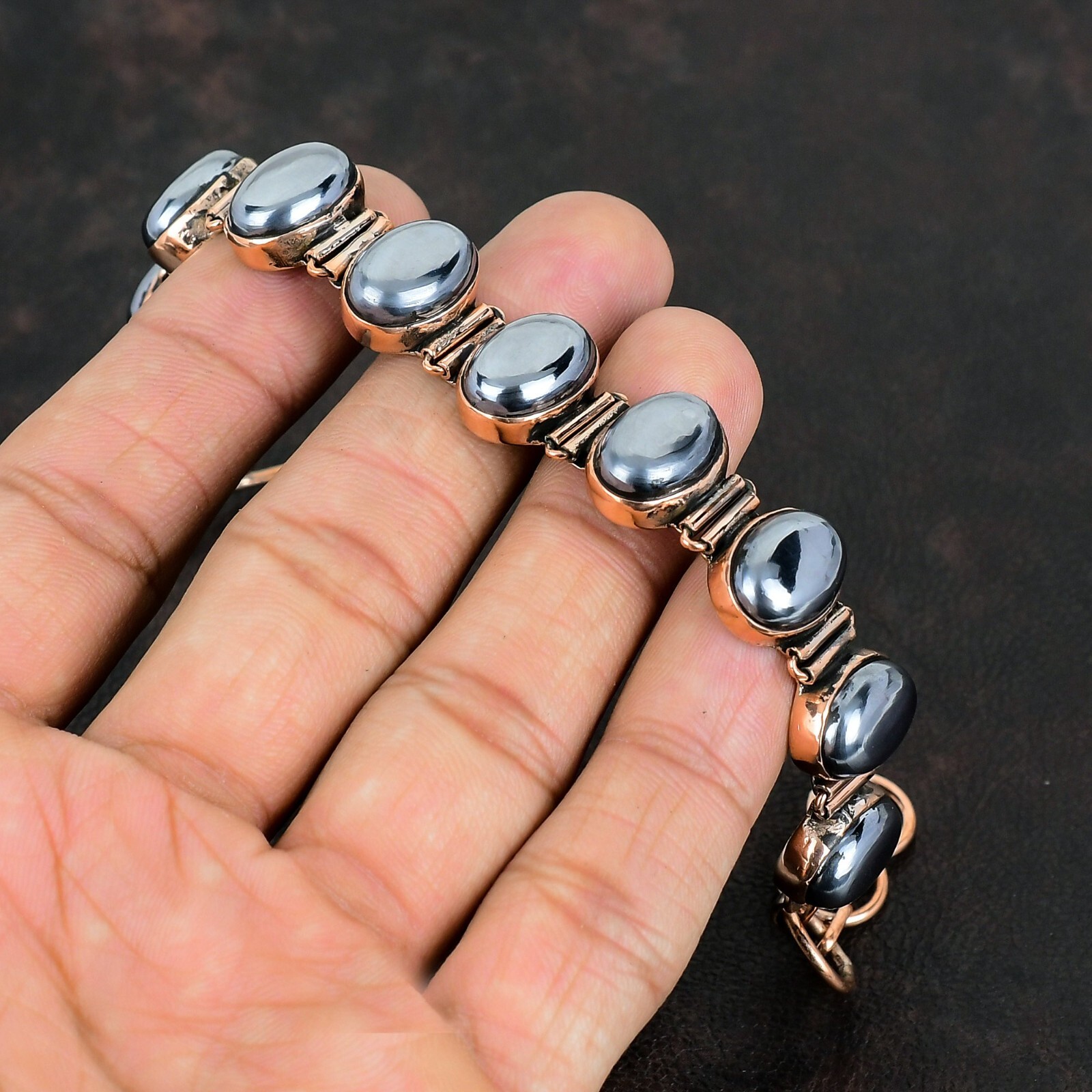 Shungite Gemstone Jewelry Copper Valentine Gift Adjustable Bracelet 6.0″
