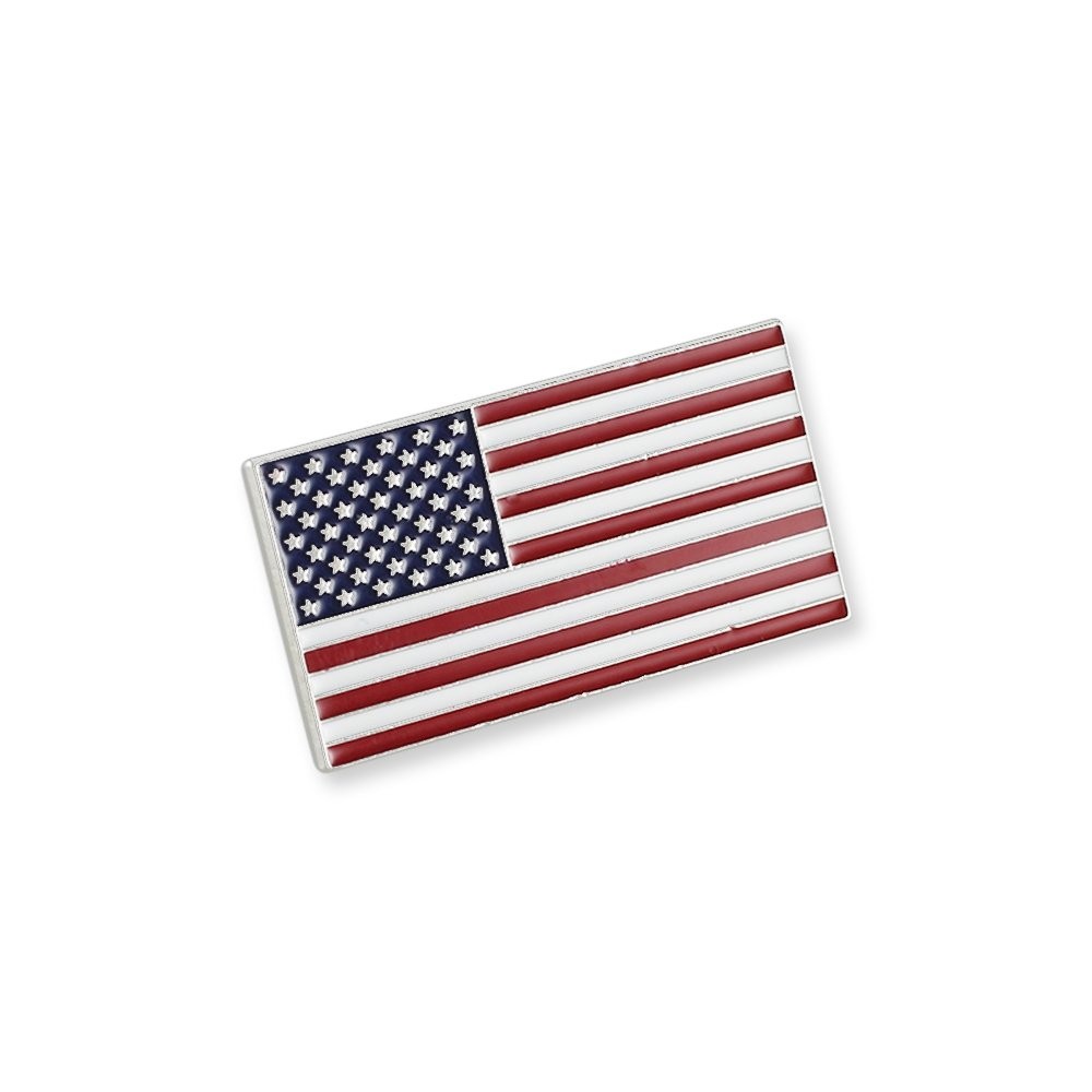 Authentic Official American Flag Enamel Lapel Pin Proudly Made In USA Silver