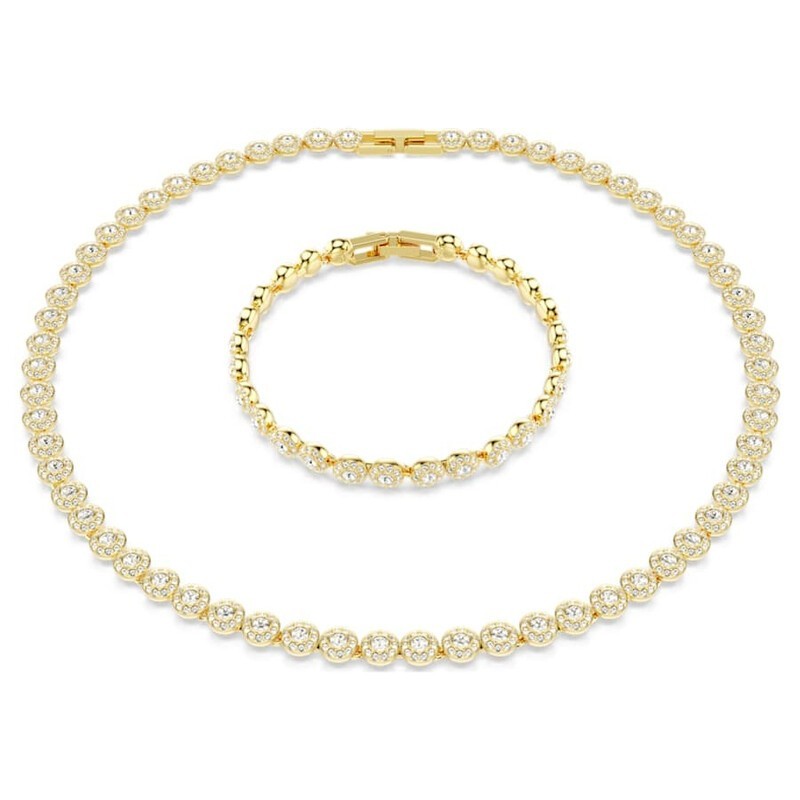 Swarovski Una Angelic Set, Necklace & Bracelet, Round Cut, Gold-Tone Plated