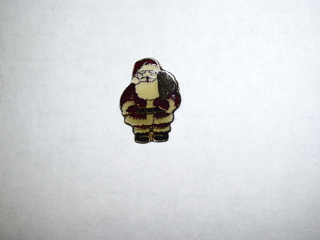 Christmas Santa Claus Pin Vintage Enamelware Tie Tack Back