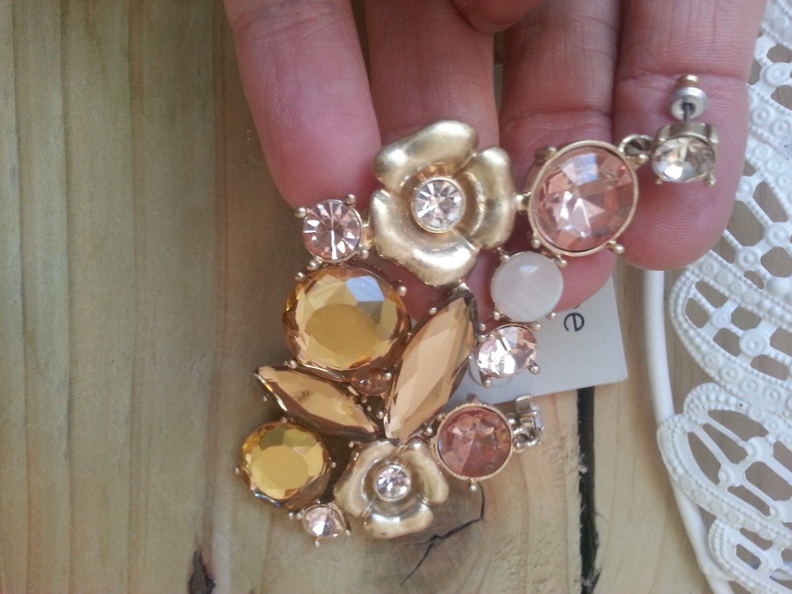 “Liz Claiborne” Gold Plated Multi-Coloured & Shape Stone Set Pierced Earrings