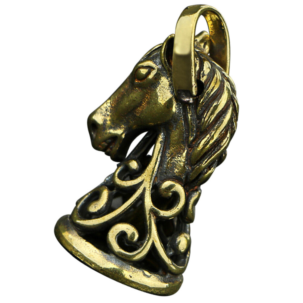 Vintage Horse Cast Iron Brass Bell Antique Pendant Keychain Bronze