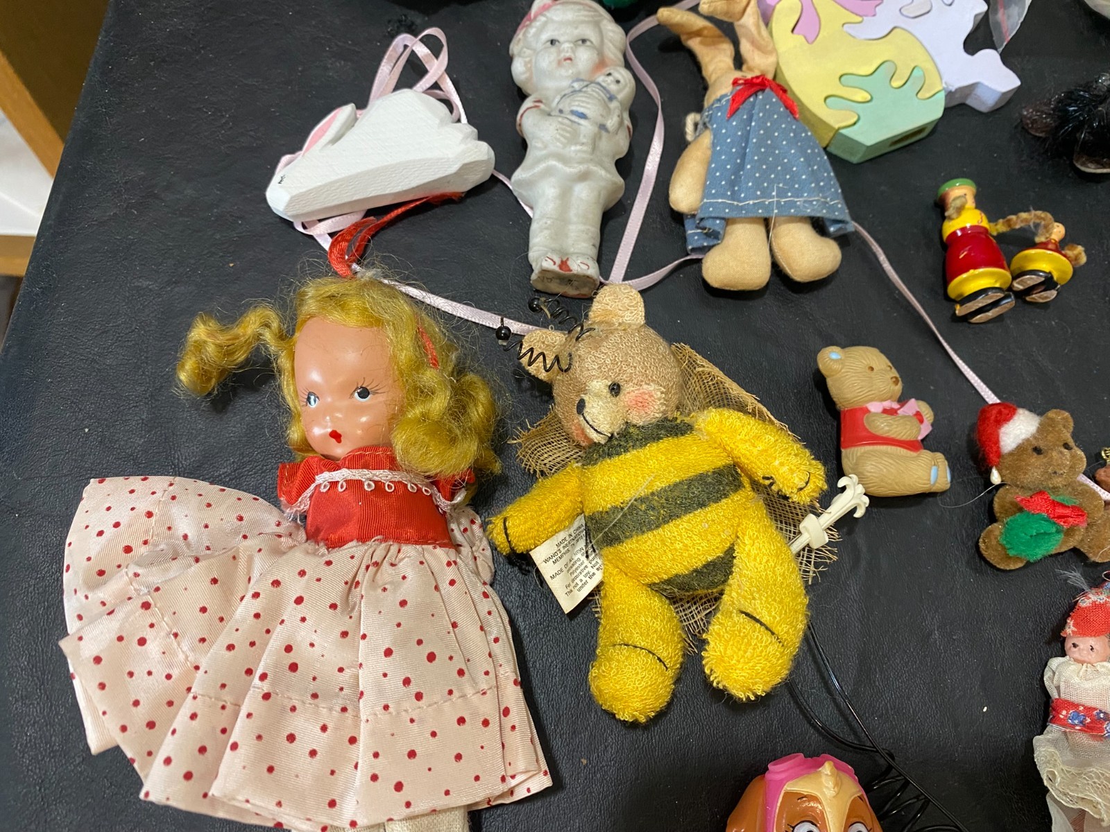 Farrell’s doll hat enamelware plate figures pins brooch teddy bear toy lot
