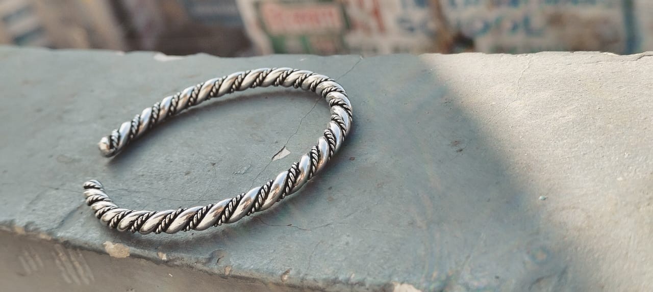 Twisted Open Cuff Braided Bracelets 925 Sterling Silver Mens Adjustable Bangle