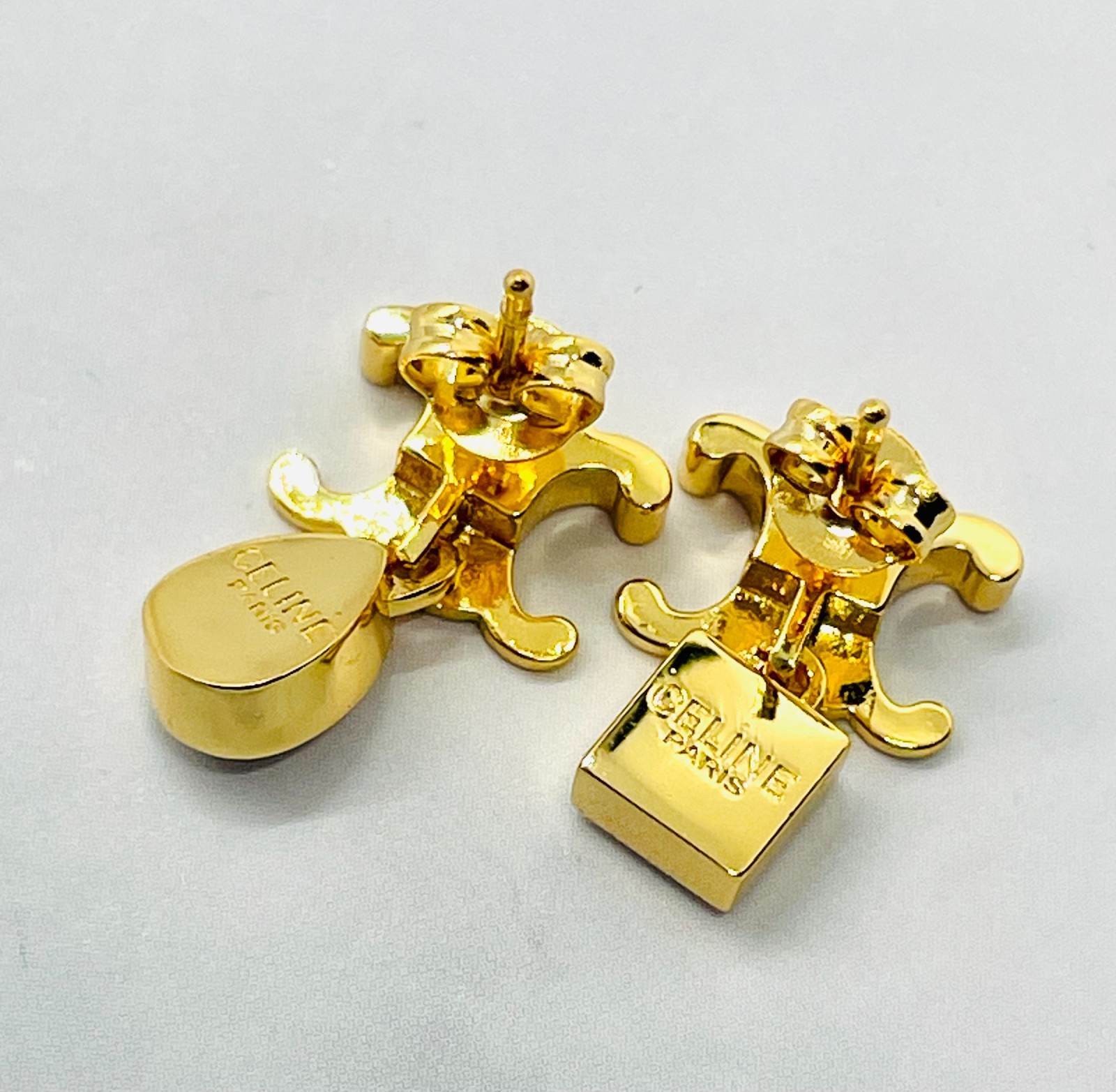 Auth CELINE Monogram Asymmetric Rhinestone Earrings – Pre owned / MH6341