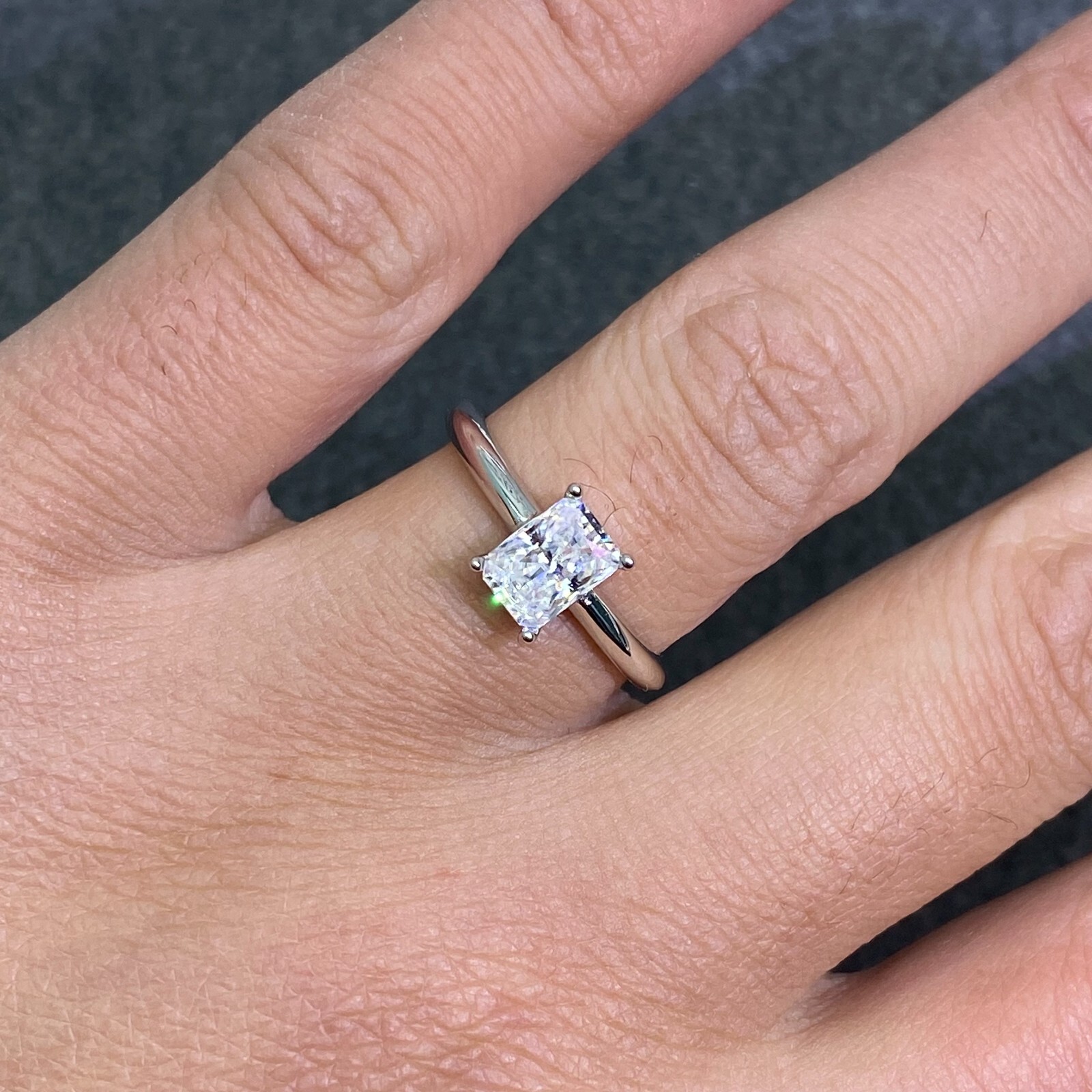 1Ct D-color Moissanite Radiant Cut S925 Sterling Silver Gold Plated Ring #90