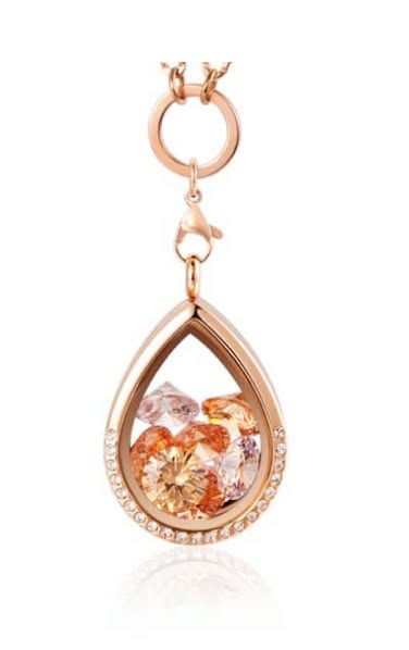 Stainless Steel Tear Drop Locket Pendant Necklace W/ Chain