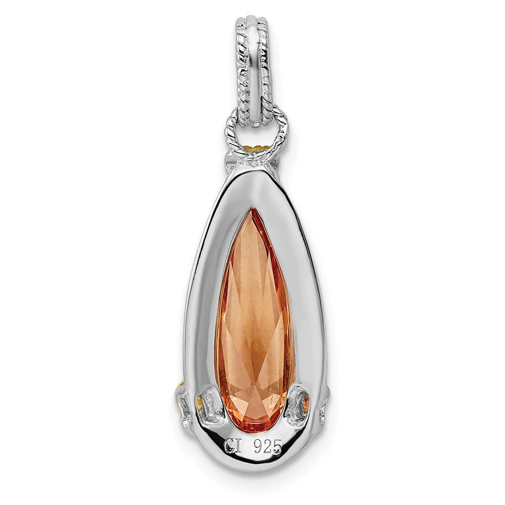Sterling Silver & Vermeil Rhodium-Plated Champagne CZ Pendant