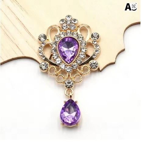 Crystal Drop Brooch Gold Tone Rhinestone 6×3.2cm (2.36×1.26in) New