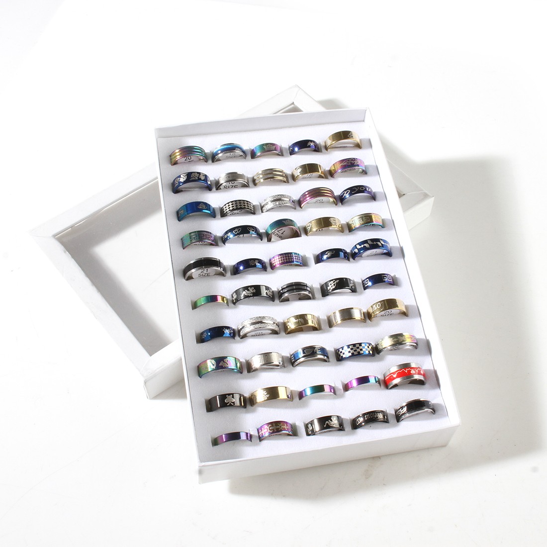 Wholesale 50pcs Mix Stainless Steel Rings Jewelry Women Charm Party Gift Finger