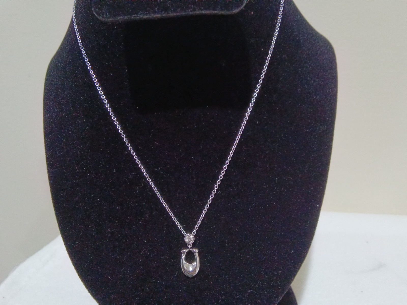 Coach Branded Silver Tone Signature Monogram C Logo Pendant Necklace