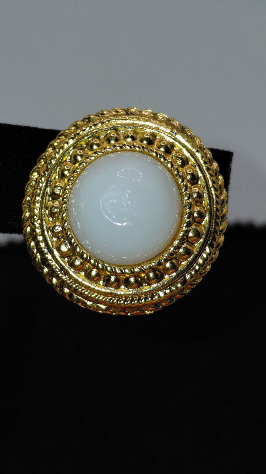 Chanel Gold Plated 1980’s White Gripoix (Glass) Clip On Earrings