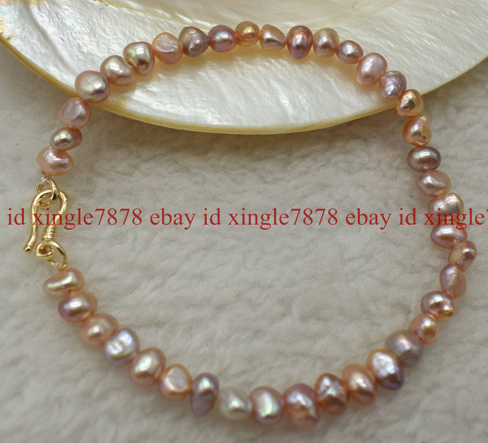 Natural 4-5mm Multicolor Freshwater Baroque Pearl Bracelet 7.5″