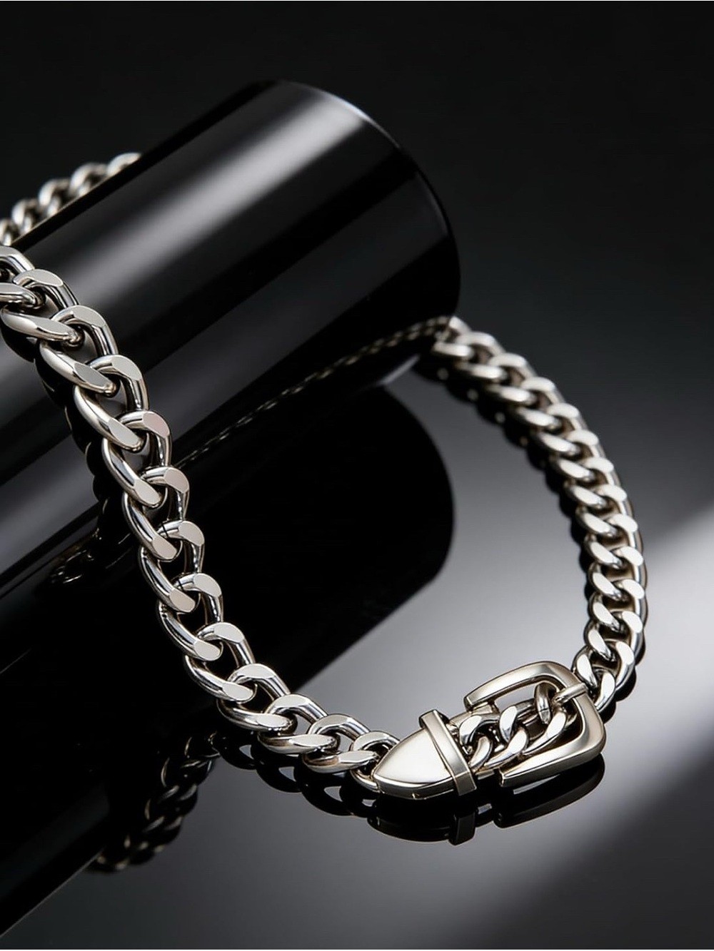 Silver Chunky Chain Belt Choker Necklace