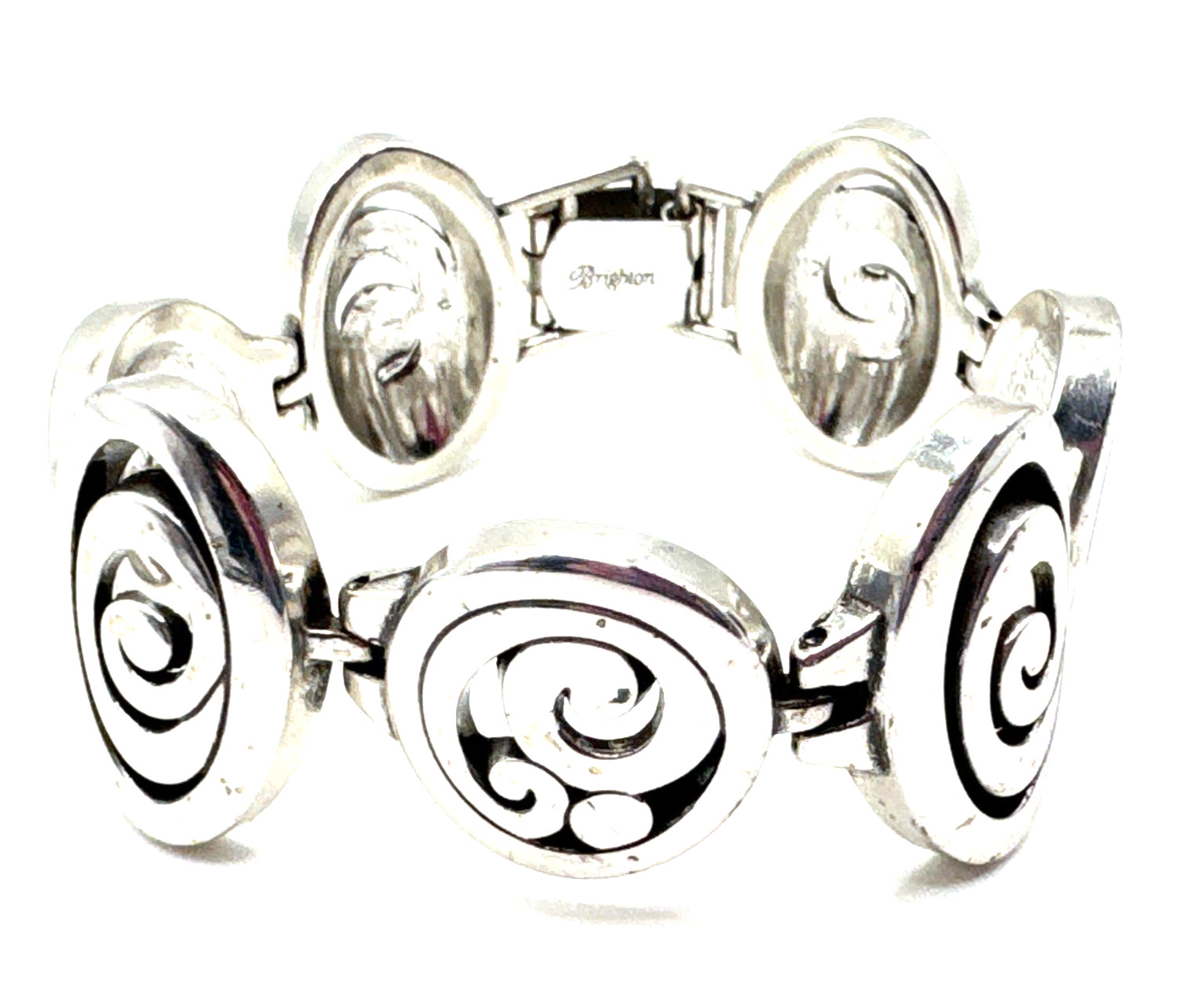 Brighton Contempo Chunky Spirals Linked Silver Bracelet 7.5 Inches