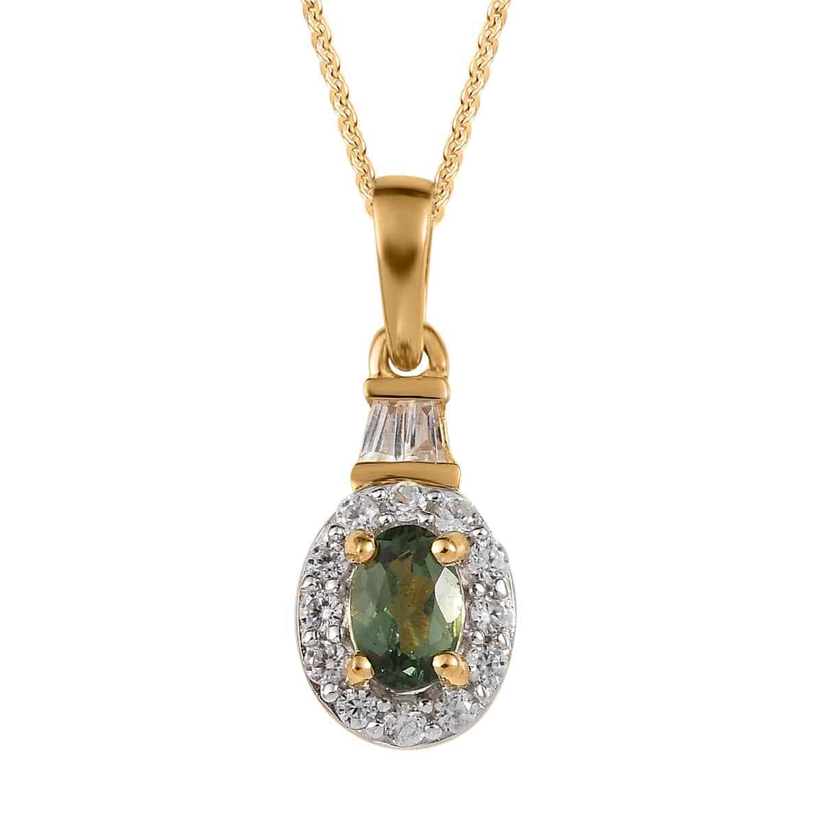 SO SWEET!! 0.85ctw Green Apatite & Zircon Pendant & Chain 20″ Vermeil Plated