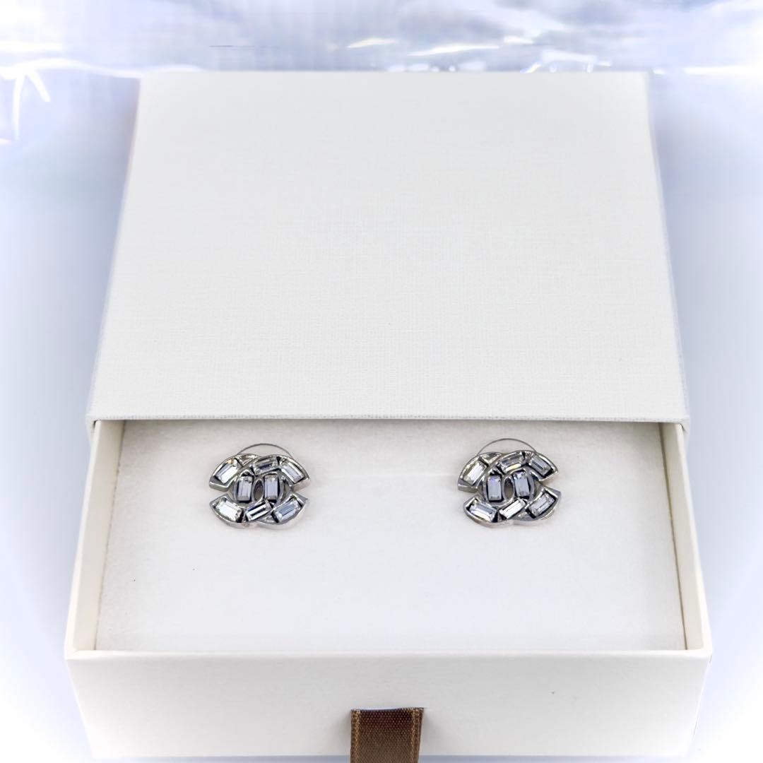 CHANEL Earrings 01P Coco Mark Bijou Icon Silver Women’s Jewelry Accessories