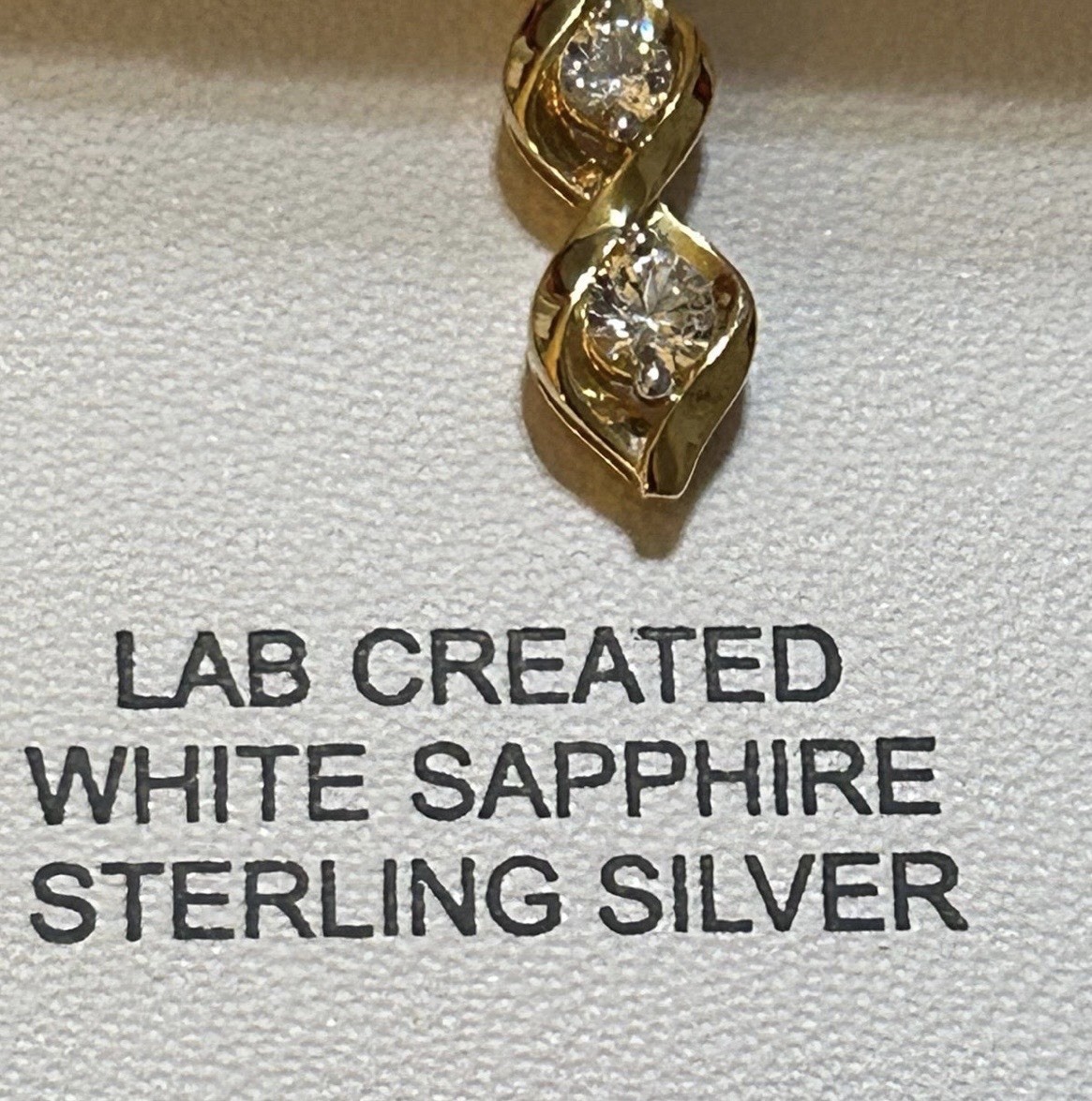 White Sapphire 14K Gold Over Silver . Base Metal Is Silver. 18” Long.