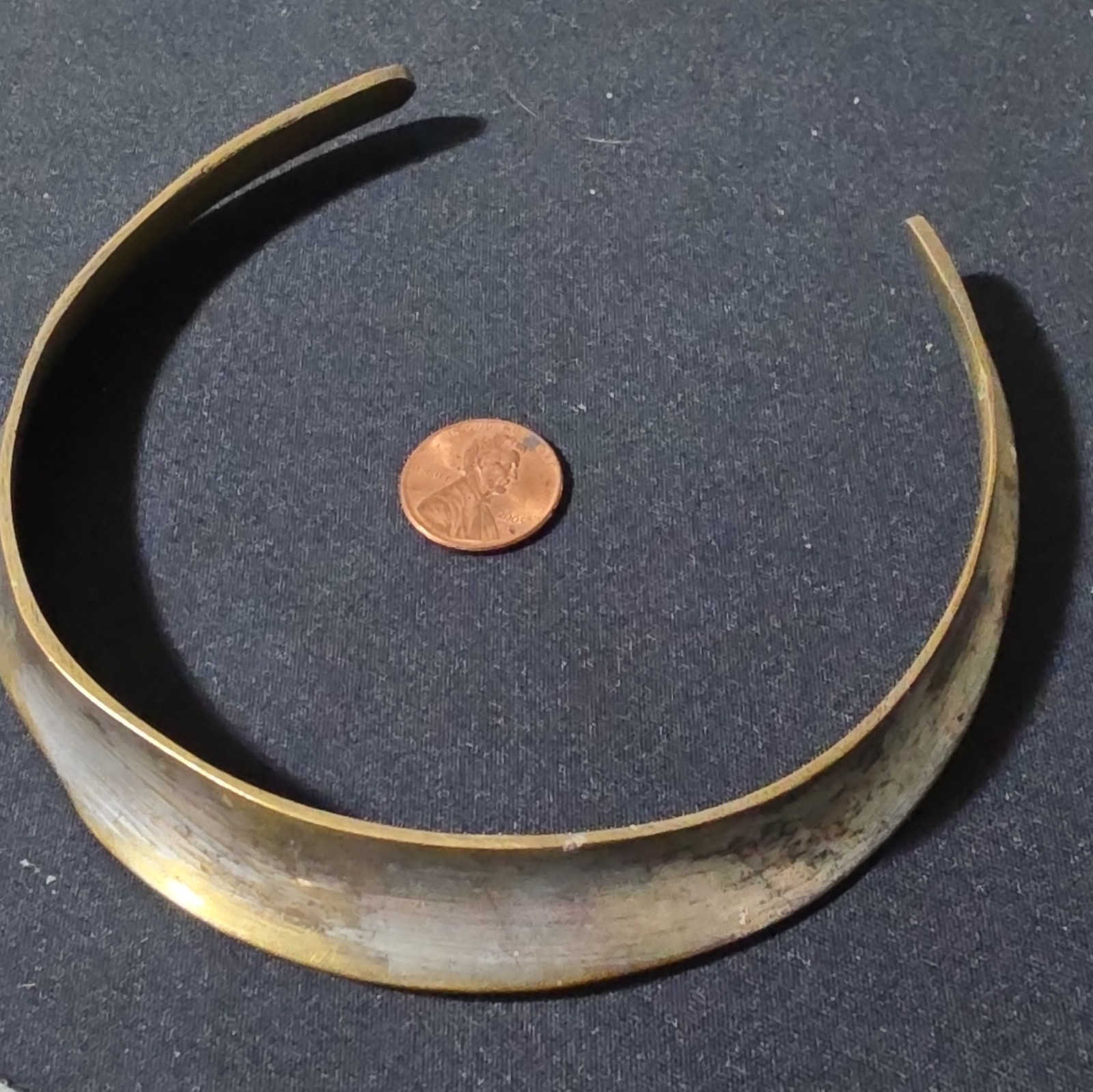 Brass Gold Tone Collar Choker Necklace Hammered Texture No Stone No Chain