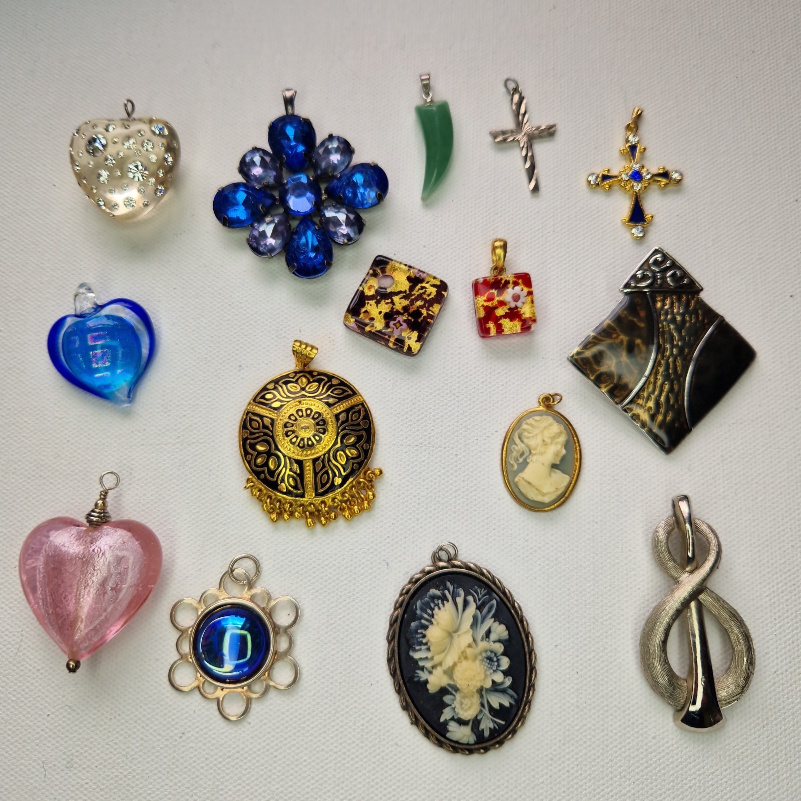 Pendant Job Lot Of 15 Murano Fused Glass Enamel Mixed Bundle Vintage Modern
